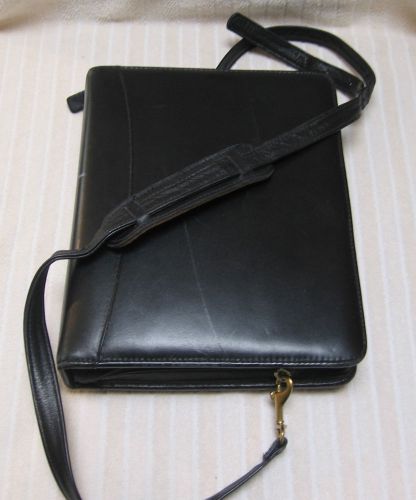 Franklin quest black real leather zip around binder/planner cl 12215 strap for sale