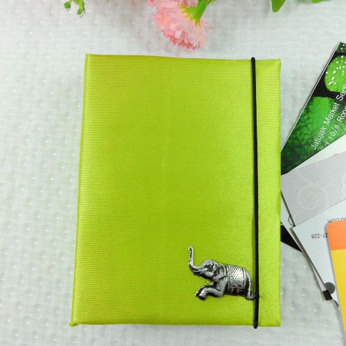 CREDIT CARD HOLDER BUSINESS ROLODEX NAME OFFICE ELEPHANT THAI SILK LIGHT GREEN