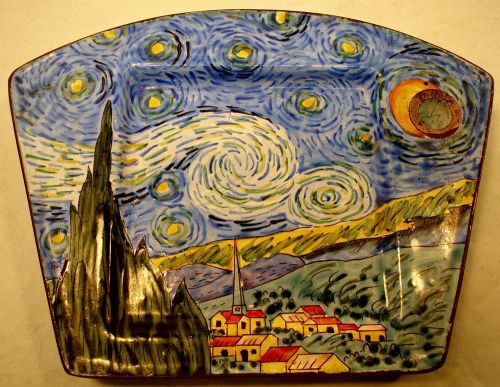 Kelvin Chen Starry Night Enamel Desk Organizer Note Pad Pen Holder Van Gogh