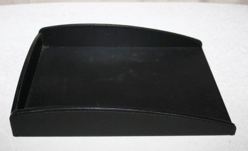 CROSSGRAIN BLACK LEATHER LETTER FILE PAPER TRAY INBOX PARIS FRANCE