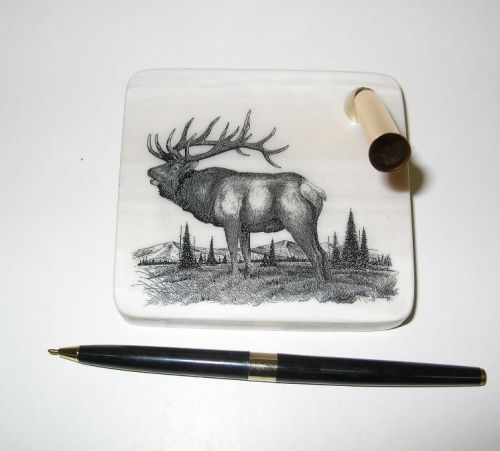 MONTANA MARBLE ETCHED ELK PEN HOLDER SET