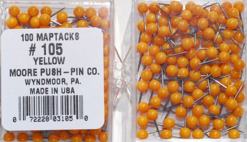 1/8 Inch Map Tacks - Yellow  by Moore Push Pin