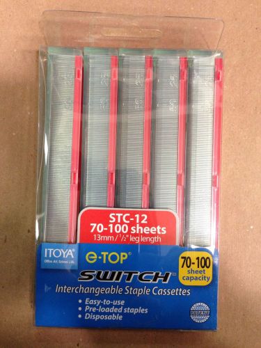 NEW Itoya STC-12 Switch Heavy-Duty Staple Cassette, 13mm 1/2&#034; Leg Length RED