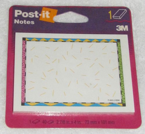 NEW! 1997 3M POST-IT NOTES PAD PATTERN BORDER 40 SHEETS 2-7/8&#034; X 4&#034; U.S.A.