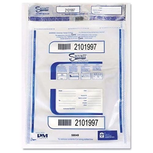 Pm tamper-evident deposit bag - 9&#034; x 12&#034; - 100/pack - clear (58048) for sale