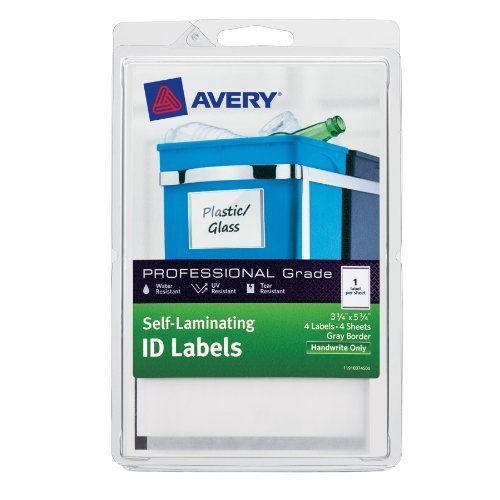 Avery Handwrite Only Self-laminating Id Labels - 3.75&#034; Width X 5.75&#034; (00745)