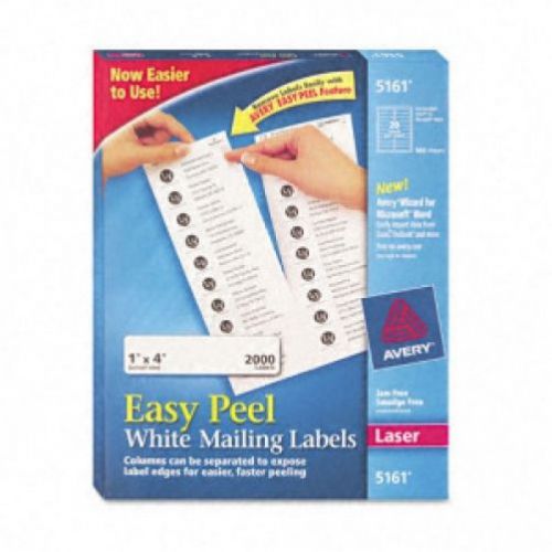 Genuine Avery 5161 Laser/Inkjet Address Label 1&#034; x 4&#034; 2000 pk