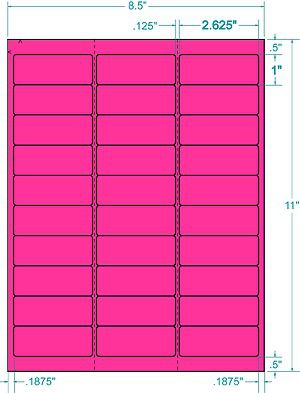 LASER LABELS FLUORESCENT PINK Address Label 30x50shts