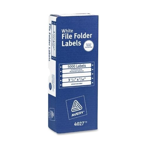 Avery File Folder Labels - 3.5&#034;Wx0.44&#034;L - 5000 Box - Rectangle - White
