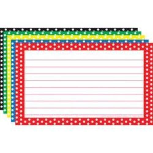 Top Notch Teacher Border Index Cards 3&#039;&#039; x 5&#039;&#039; Lined Polka Dot