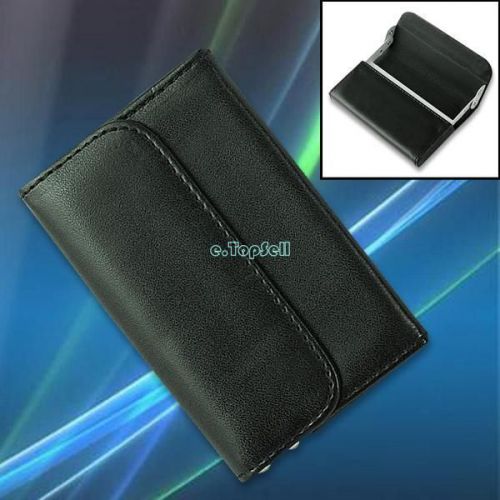 Black faux leather business credit name id card case box holder wallet purse for sale