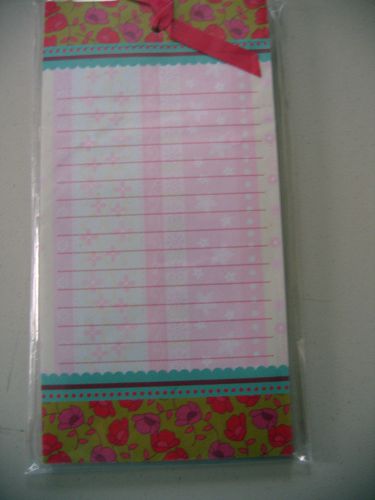 MICHAELS - 80 SHEET MAGNETIC NOTEPAD RED TEAL FLORAL MOTIF NIP CUTE!!!!