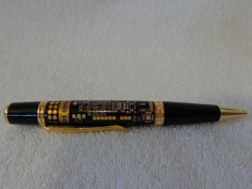 *UNIQUE* CIRCUIT BOARD BALLPOINT PEN - BLACK &amp; GOLD