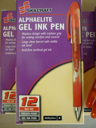 Lot Of 60 Skilcraft Alphaelite Medium Point Red Archival Gel Ink Pen New