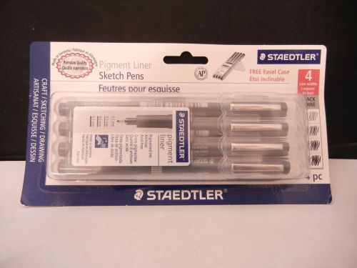 STAEDTLER Pigment Liner black SKETCH PENS 4 line widths item 308WP4BK G501