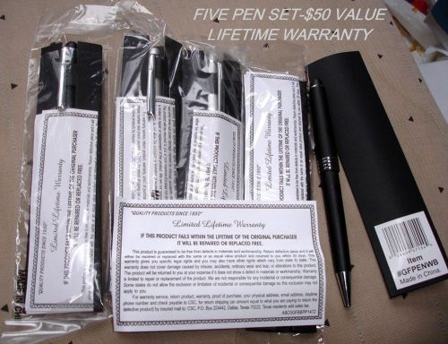 NEW SET OF FIVE ALEX NAVARRE ROLLER BALL EXCUTIVE GIFT PENS W/LIFETIME WARRANTEE