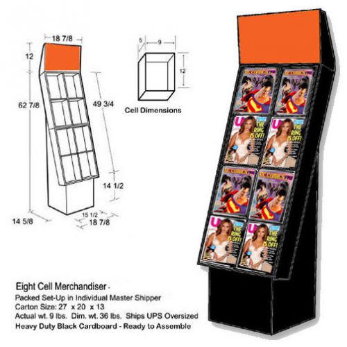 Black Corrugated Display Rack-for Magazines, comic books, spiral notebooks