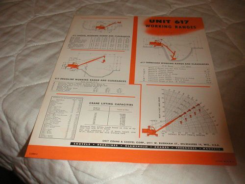 1950&#039;s UNIT MODEL 617 CRAWLER CRANE SALES BROCHURE