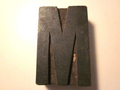 Antique Vintage Wood Newspaper Printing Press Type Set Block Letter &#034;M&#034; 3&#034;