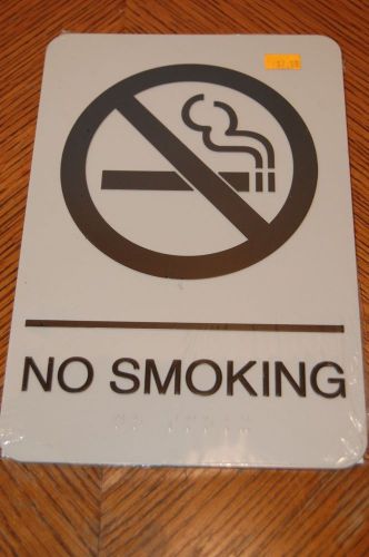 New ADA Sign No Smoking Braille Off White 9&#034; x 6&#034;