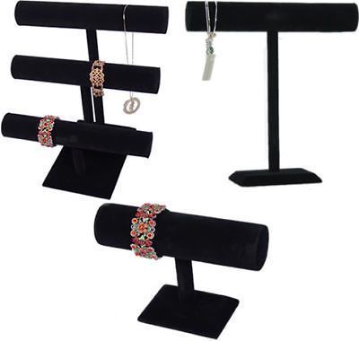 3Pcs SET BLACK VELVET JEWELRY DISPLAY T BAR BRACELET BANGLE NECKLACE CHAIN PJ94B