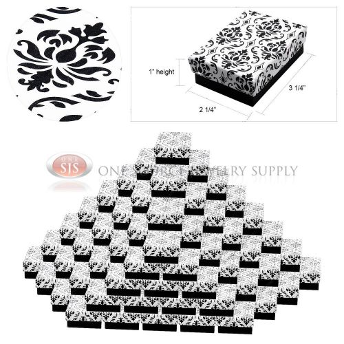 100 Damask Print Gift Jewelry Cotton Filled Boxes 3 1/4&#034; x 2 1/4&#034; x 1&#034; Bracelets