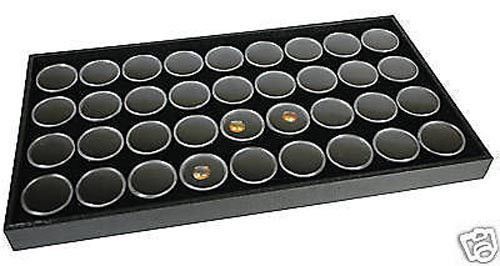 Gemstone storage organizer 36 gem jar black insert and wood sample display tray for sale