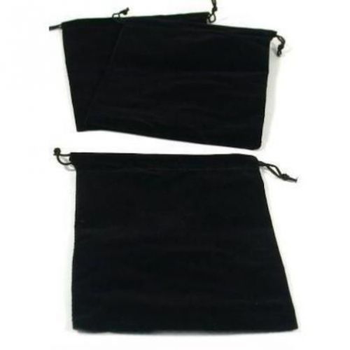 3 Black Velvet Drawstring Jewelry Pouches 4 1/2&#034;