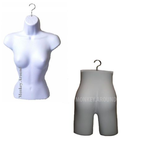 Combo 2 White Mannequin Female Body Torso Dress Form Women Butt Display Clothing