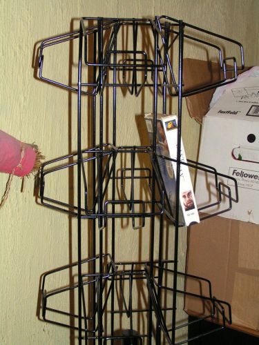 28 Pockets  4 1/2 Greeting Card Display Rack Used Black Floor Spinner REDUCED!!!