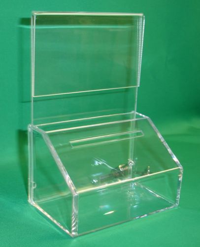 8 DONATION CHARITY FUNDRAISING ACRYLIC BOXES w/LOCKS E8