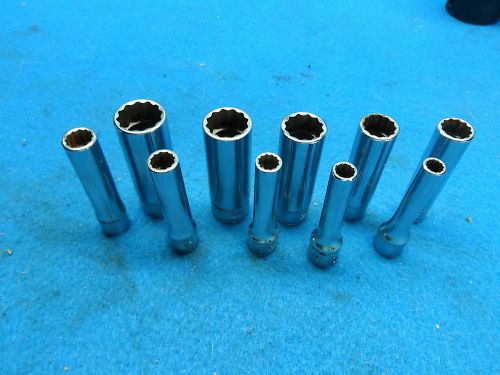 SNAP-ON, METRIC, DEEP SOCKETS, 1/4&#034; DRIVE, 12 PT, (10)