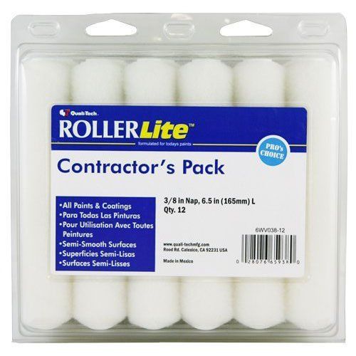 Quali-Tech 6WV038-12 6-Inch Roller Lite White Velvet 3/8-Inch Nap Contractor Pa