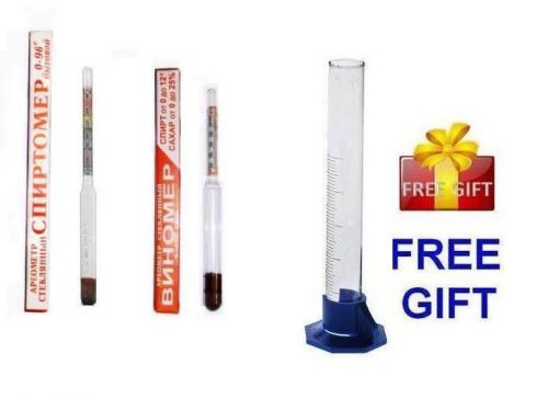 2 pcs alcohol hydrometer moonshine whiskey wine liquor sugar and test tube for sale