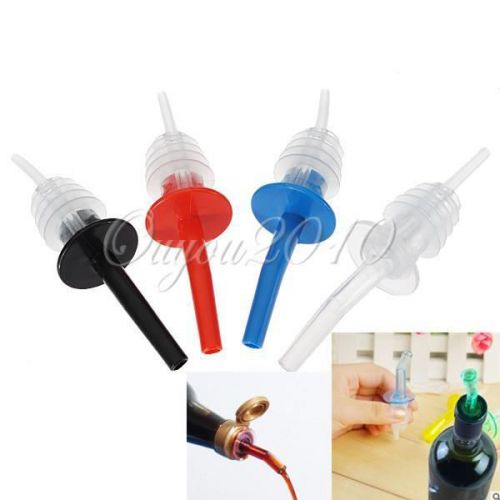 4x Wine Pourer Bottle Liquor Free Pour Flow Spout Spirit Stopper Bar Set Plastic