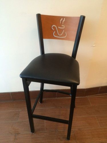 Metal wood barstool in cafe back / cherry color for sale