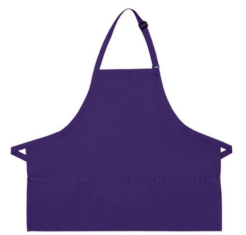 Purple Bib Apron 3 Pocket Craft Restaurant Baker Butcher Adjustable USA New