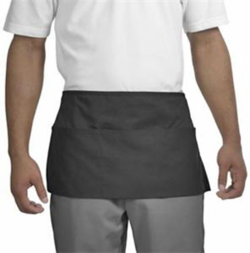 BLACK WAIST APRON, 3 POCKET, 22&#034; X 12&#034; (605WAFH)