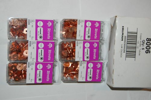 NIB (6 Packs) Hillman Fastener 8006 Copper Rivets Tubular