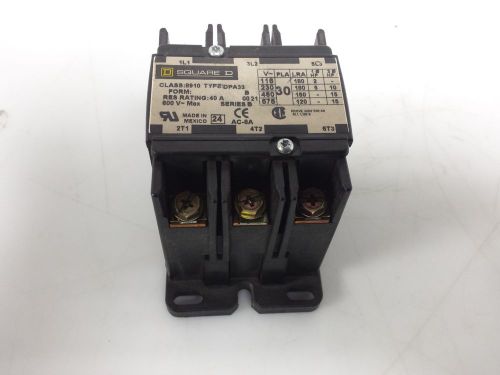 Square D DP Contactor, 8910DPA33, 40 Amp, 600V,  3 Pole, SER. B