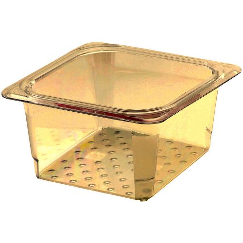 CAMBRO HIGH HEAT COLANDER PANS, GN 1/6, 3&#034; DEEP, 6PK AMBER 63CLRHP-150