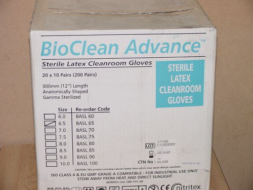 NITRITEX BioClean Advance Sterile Latex Gloves 12&#034; Size 6.5 200 PAIRS