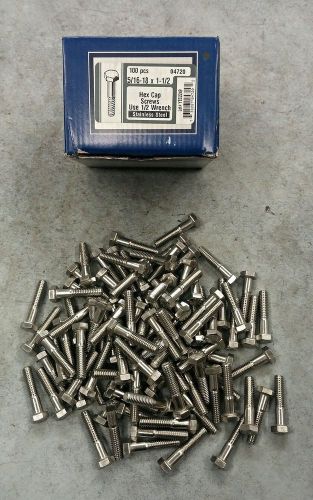 (100)NEW STAINLESS STEEL Hex Head Cap Screws Bolt 5/16&#034;-18 x 1-1/2&#034; F593C