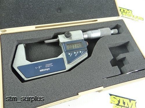 MITUTOYO MODEL 293-722-30 1&#034;-2&#034; DIGITAL OUTSIDE MICROMETER .0005&#034; GRADS W/ CASE