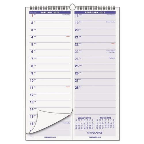 AT-A-GLANCE® Look Forward Monthly Wall Calendar, 12 x 17, Look Forward, 2015