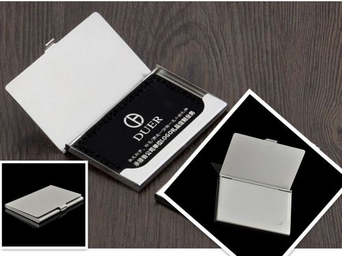 Cool silver stainless steel pocket business name credit id card holder case box for sale