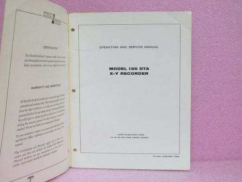 Agilent/HP (Moseley) Manual 135 DTA X-Y Recorder Operating &amp; Service Man. w/Sch.