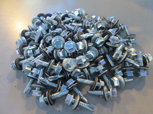 Hex rubber washer head 1/4&#034; x 1&#034; roofing screw zinc lot of 100 for sale