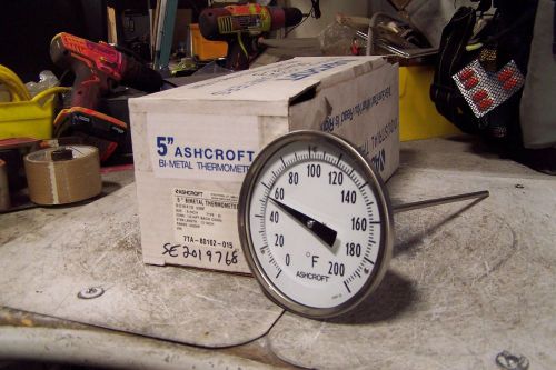 NEW ASHCROFT 5&#034; BIMETAL THERMOMETER RANGE 0/200?F 50 EI 60 R 120