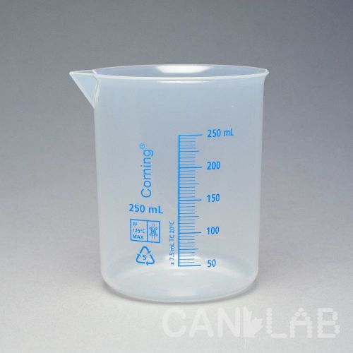 Corning 250mL Polypropylene Low-Form Beaker  No.1000P-250 (NEW) [CL433-444]